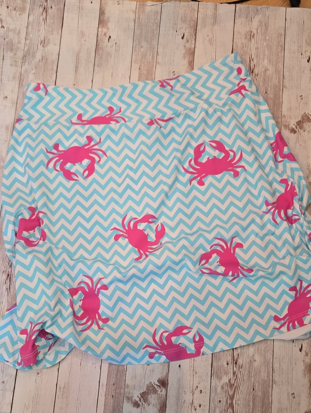 Melly M Pink Crab Print Aqua Chevron Skater Skirt